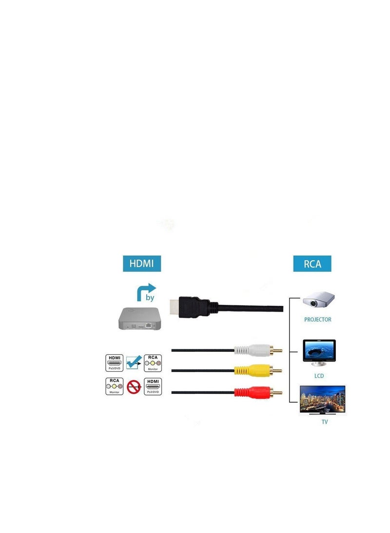 إن تك محول NTECH HDMI إلى AV 1080p HDMI إلى 3RCA /AV/CVBS محول صوت فيديو مركب (كابل HDMI إلى 3RCA) - أسود - Image 5