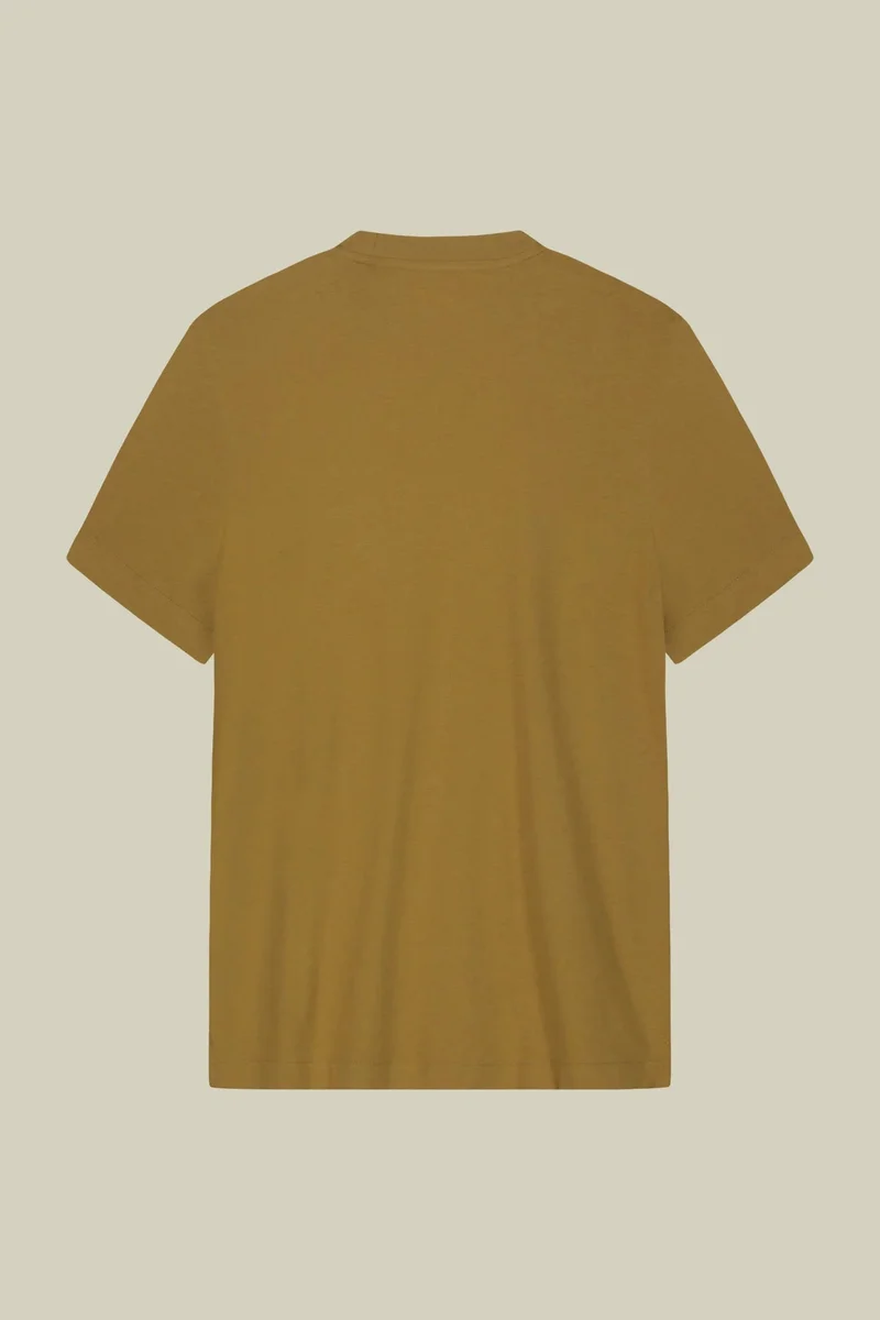 Doppelganger Yellow Men's T-shirt in 100% cotton jersey with slightly high neck - Ochre Yellow for Men | Best Price UAE