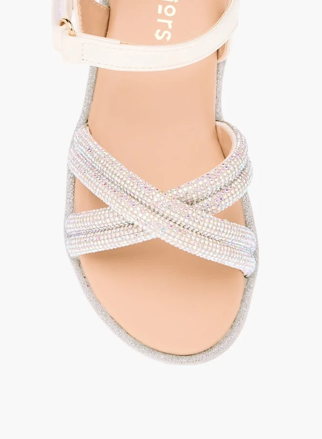 JUNIORS Girls Embellished Sandals with Hook and Loop Closure