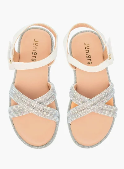 JUNIORS Girls Embellished Sandals with Hook and Loop Closure