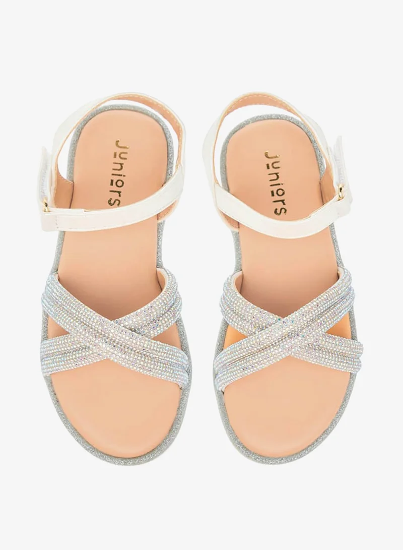 JUNIORS Girls Embellished Sandals with Hook and Loop Closure Ramadan Collection