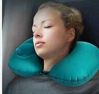 HEBEZON Automatic Push Button Inflatable Type Comfortable Travel Backpack Pillow UShaped Air Pillow for Outdoor Travelling and Picnic Neck Rest Pillow Velvet Neck Pillow Finger Nevy Blue - Image 2