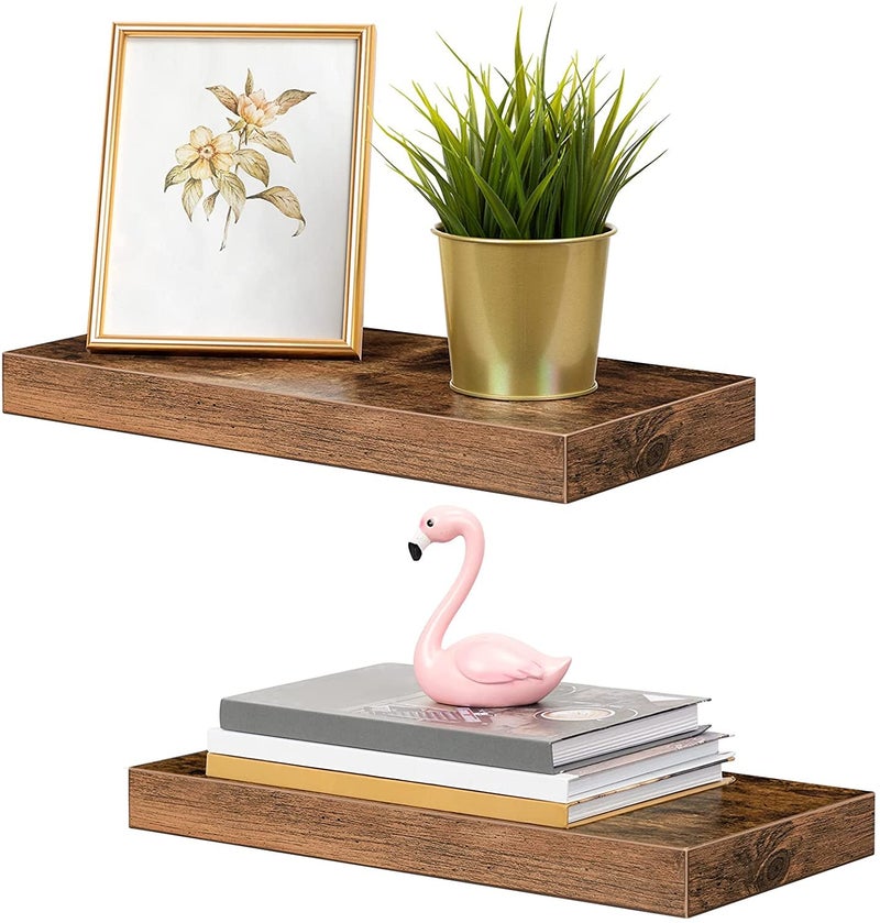 Md Decor Floating Shelves Decorative Wall Shelf Set of 2 157 inch for Kitchen Living Room Laundry Room Bathroom Rustic Brown - Image 1