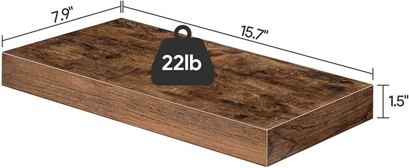 Md Decor Floating Shelves Decorative Wall Shelf Set of 2 157 inch for Kitchen Living Room Laundry Room Bathroom Rustic Brown - Image 3