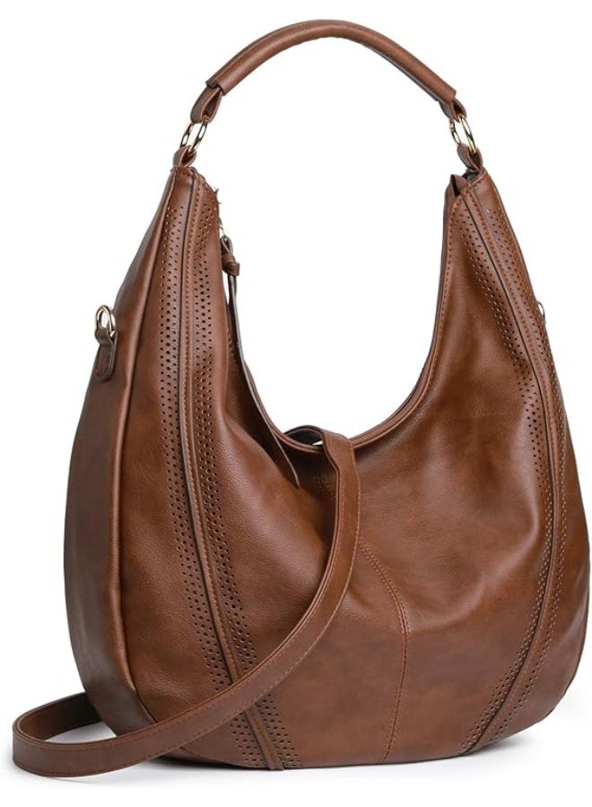 Women's Tassel Hobo Shoulder Bag, Studded Detail Large Capacity Vegan Leather Handbag Casual Ladies Top Handle Tote Bag，10x8x6 inches - Image 2