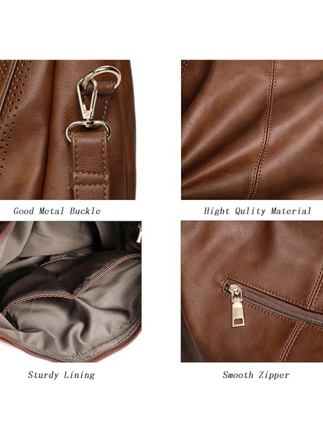 Women's Tassel Hobo Shoulder Bag, Studded Detail Large Capacity Vegan Leather Handbag Casual Ladies Top Handle Tote Bag，10x8x6 inches - Image 3