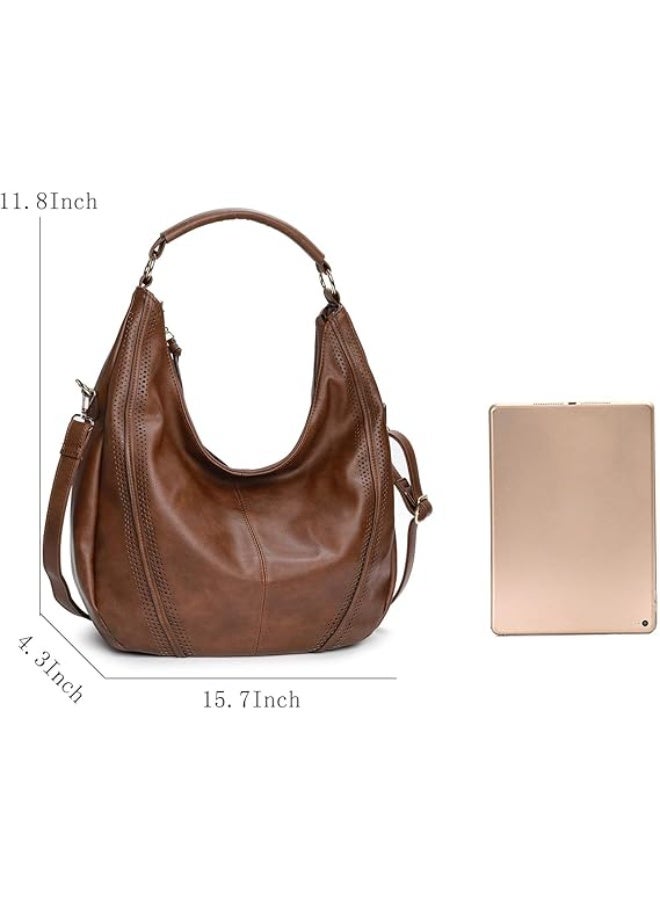 Women's Tassel Hobo Shoulder Bag, Studded Detail Large Capacity Vegan Leather Handbag Casual Ladies Top Handle Tote Bag，10x8x6 inches - Image 4