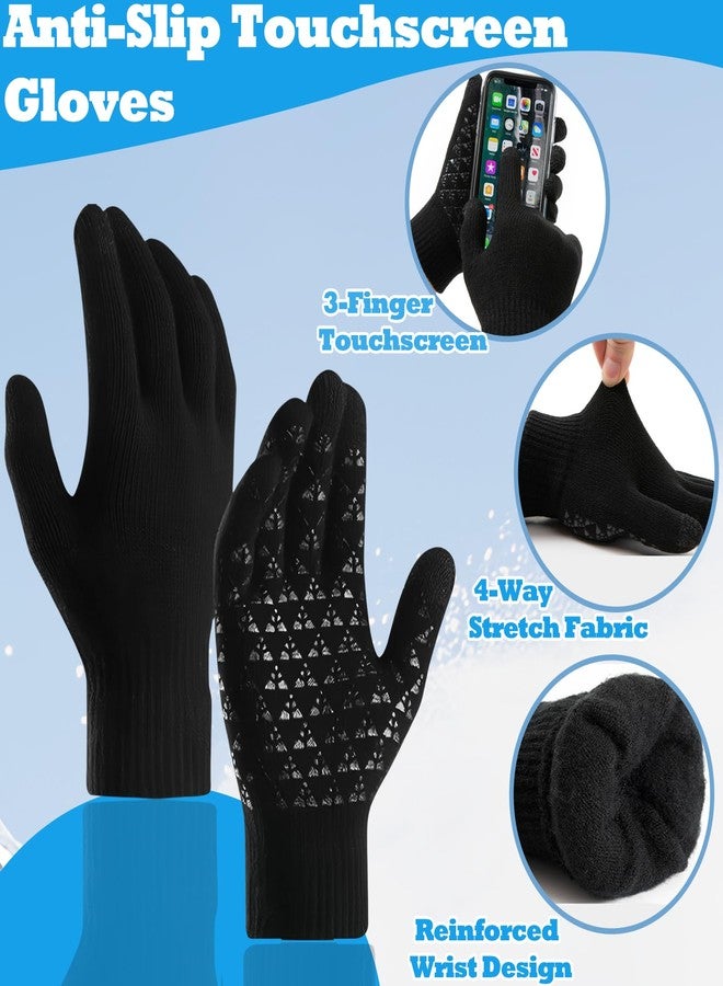 KMOLY Kids Balaclava Winter Hat, Touch Screen Anti-Slip Thick Warmer Gloves Warm Fleece Ski Mask for Boys Girls 3-8 8-16 (US, Age, 8 Years, 16 Years, Black) - Image 4