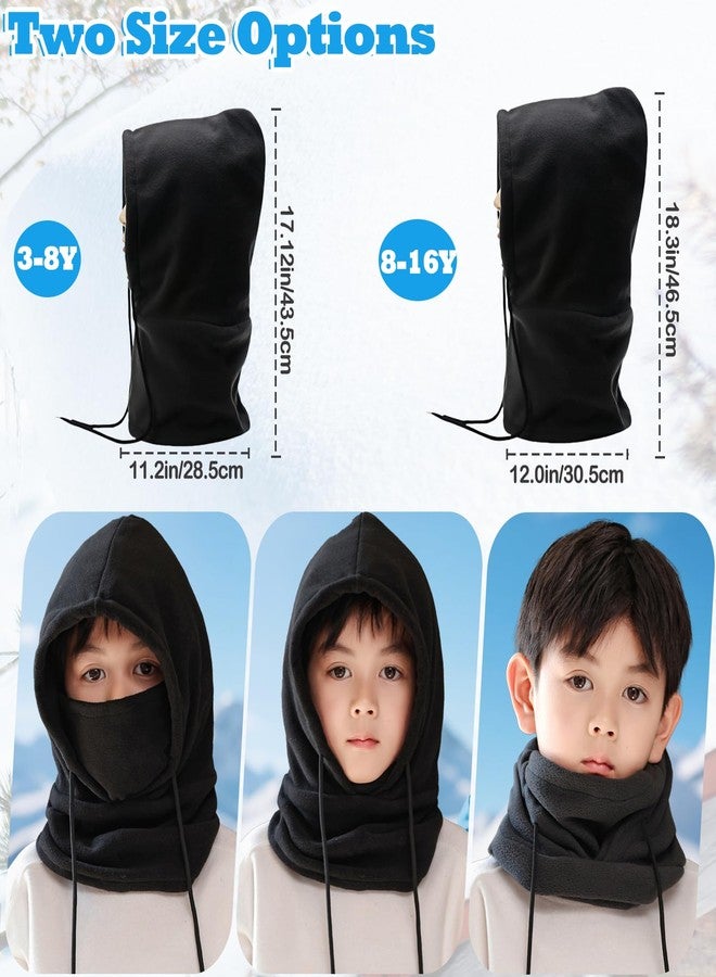 KMOLY Kids Balaclava Winter Hat, Touch Screen Anti-Slip Thick Warmer Gloves Warm Fleece Ski Mask for Boys Girls 3-8 8-16 (US, Age, 8 Years, 16 Years, Black) - Image 3