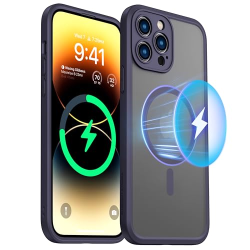 ImpactStrong Magnetic Guard Designed for iPhone 14 Pro Max Case [Camera Protection] [Military Grade Drop Tested] [Compatible with MagSafe] Slim Translucent Matte Phone Case (6.7") - Dark Purple - Image 3