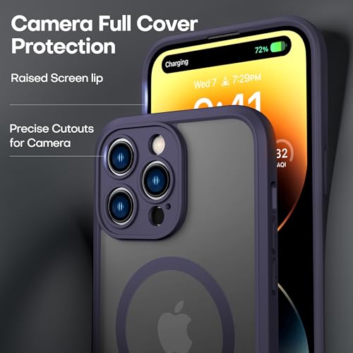 ImpactStrong Magnetic Guard Designed for iPhone 14 Pro Max Case [Camera Protection] [Military Grade Drop Tested] [Compatible with MagSafe] Slim Translucent Matte Phone Case (6.7") - Dark Purple - Image 4