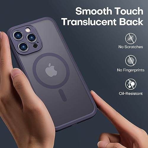 ImpactStrong Magnetic Guard Designed for iPhone 14 Pro Max Case [Camera Protection] [Military Grade Drop Tested] [Compatible with MagSafe] Slim Translucent Matte Phone Case (6.7") - Dark Purple - Image 5