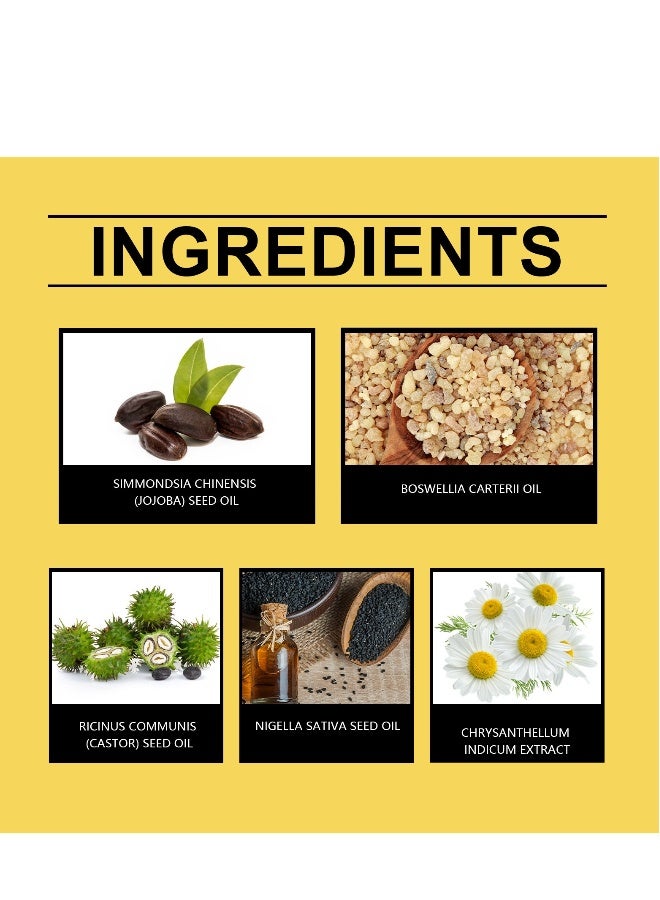 أوهو زيت راتنج اللبان للوجه 30 مل، زيت راتنج اللبان المنقوع للوجه، زيت الحبة السوداء العضوي وزيت الخروع وزيت الجوجوبا، زيت راتنج اللبان الأساسي، سيروم مضاد للشيخوخة ومكافحة التجاعيد مع ضغط بارد - Image 5