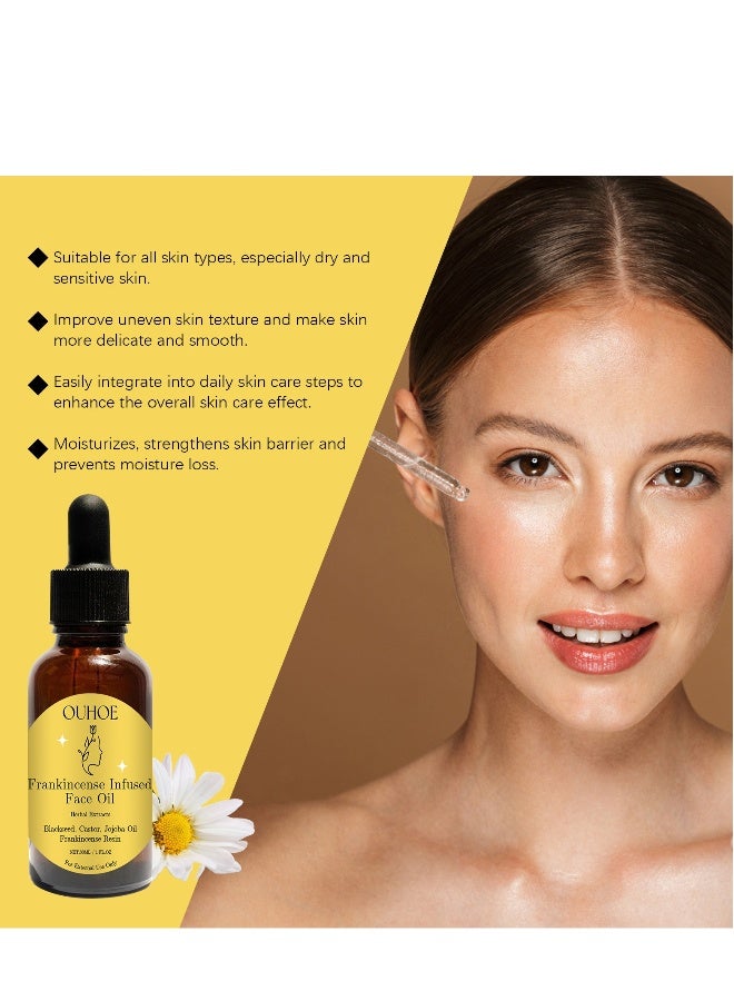 أوهو زيت راتنج اللبان للوجه 30 مل، زيت راتنج اللبان المنقوع للوجه، زيت الحبة السوداء العضوي وزيت الخروع وزيت الجوجوبا، زيت راتنج اللبان الأساسي، سيروم مضاد للشيخوخة ومكافحة التجاعيد مع ضغط بارد - Image 4