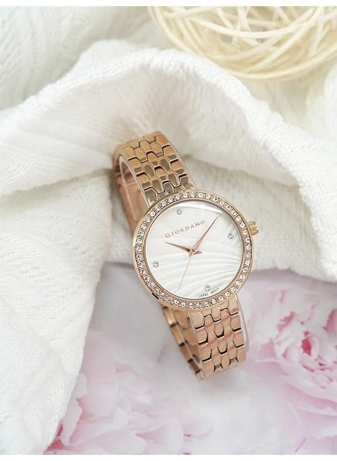 GIORDANO Giordano Analog Stylish Watch for Women Water Resistant Fashion Watch Round Shape with 3 Hand Mechanism Wrist Watch to Compliment Your Look/Ideal Gift for Female - GZ-60079-22  - Image 4