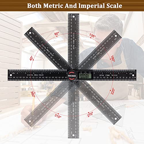 TBVHOMM Digital Angle Finder Protractor, Angle Finder Ruler with 7inch/200mm, Angle Measuring Tool for Woodworking/Carpenter/Construction/DIY Measurement(2 Batteries Included) (Enhanced ABS) - Image 4