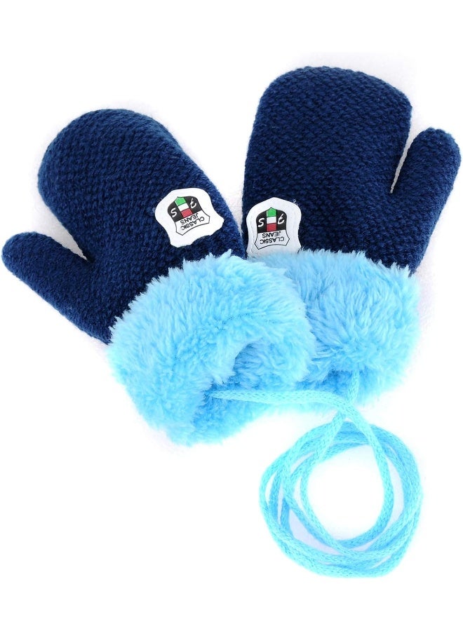 MarJunSep MarJunSep 4-Pack Winter Warm Fuzzy Fleece Baby Mitten Gloves Full Fingers with String for Infant Toddler Girls Boys 6 Months - 3 Years B-Pack  - Image 2