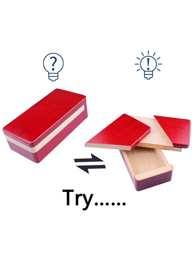 دي سي-بيوتيفُل صندوق خشبي أحمر سحري مع درج سري من DC-BEAUTIFUL Impossible Box Puzzle Master Secret Opening Box مع درج سري من Mysterious Gift Box Puzzle - Image 2