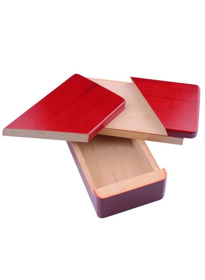 دي سي-بيوتيفُل صندوق خشبي أحمر سحري مع درج سري من DC-BEAUTIFUL Impossible Box Puzzle Master Secret Opening Box مع درج سري من Mysterious Gift Box Puzzle - Image 3