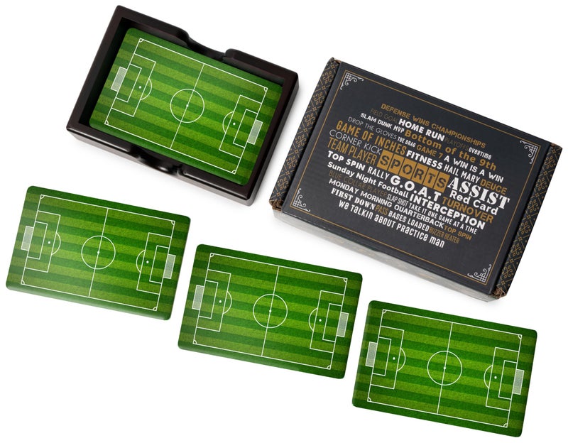 Krown Kitchen Soccer Field Ceramic Coasters with Holder. Absorbent Coaster for Drinks  Coaster Set  Table Coaster. Gift for Men  Football Decorations  Party Favors - Image 4