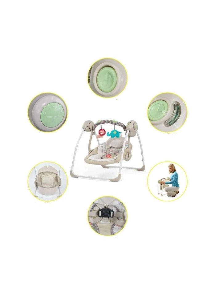 1-Piece Multifunctional Baby Electric Rocking Chair,Baby Cradle Foldable Comfort Music Chair