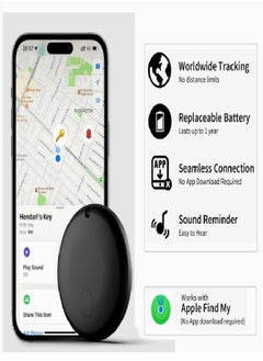 أوكيوز جهاز تتبع ذكي XQOOPS للعثور على العناصر لأجهزة Apple Find My (iOS فقط)، جهاز العثور على المفاتيح بحجم صغير جدًا للأمتعة والمحفظة والدراجة والمزيد، مقاوم للماء IPX6 يعمل مثل Apple Airtag (أسود - عبوة من قطعة واحدة)  - Image 2