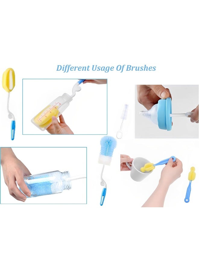 سيجا SYGA زجاجة حليب الأطفال الحلمة القش فرشاة الإسفنج النايلون تنظيف فرشاة تنظيف مجموعة ملقط زجاجة (قد يختلف اللون) (4 قطع) - Image 2