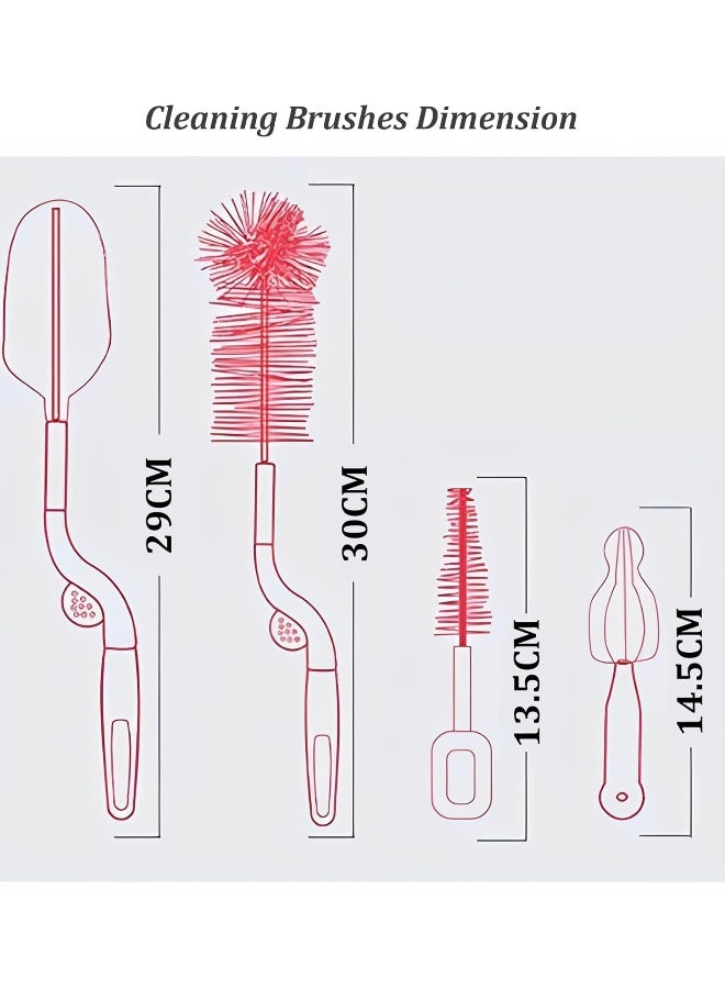 سيجا SYGA زجاجة حليب الأطفال الحلمة القش فرشاة الإسفنج النايلون تنظيف فرشاة تنظيف مجموعة ملقط زجاجة (قد يختلف اللون) (4 قطع) - Image 4