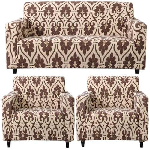 HOKIPO Elastic Sofa Cover 3 Seater and 2 Seater Full Covered Stretchable, Bluish Grey (AR-4093-D24*2 + AR-4095-D24) - Image 1