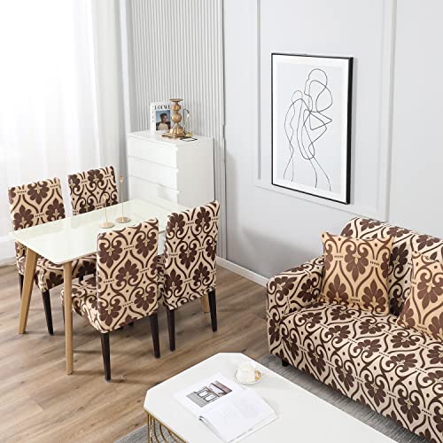 HOKIPO Elastic Sofa Cover 3 Seater and 2 Seater Full Covered Stretchable, Bluish Grey (AR-4093-D24*2 + AR-4095-D24) - Image 4
