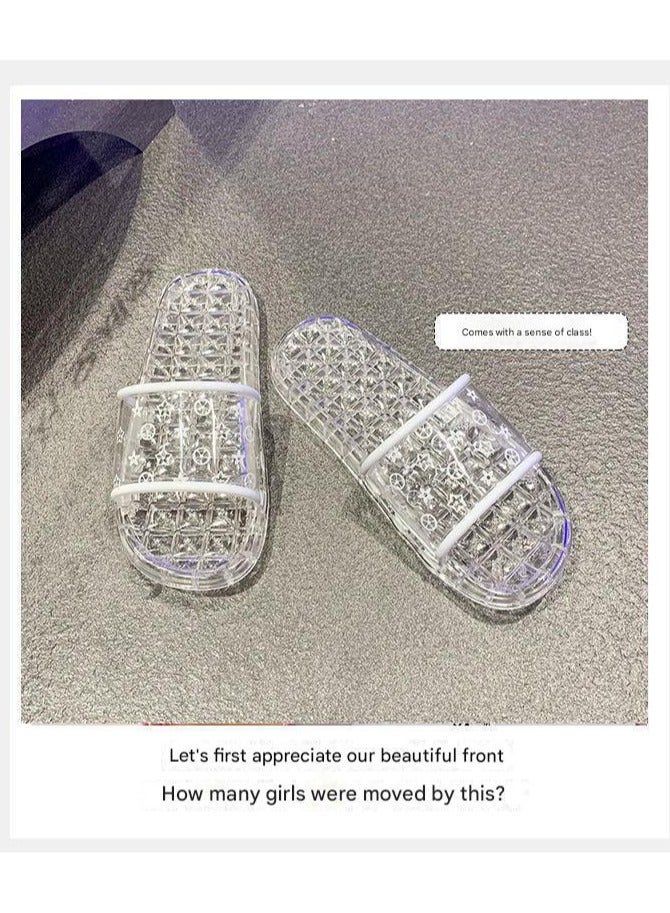 A.M Womens Jelly Shoes Casual Clear Flats Slip On Summer Beach Slippers Transparent Open Toe Waterproof Slide - Image 3