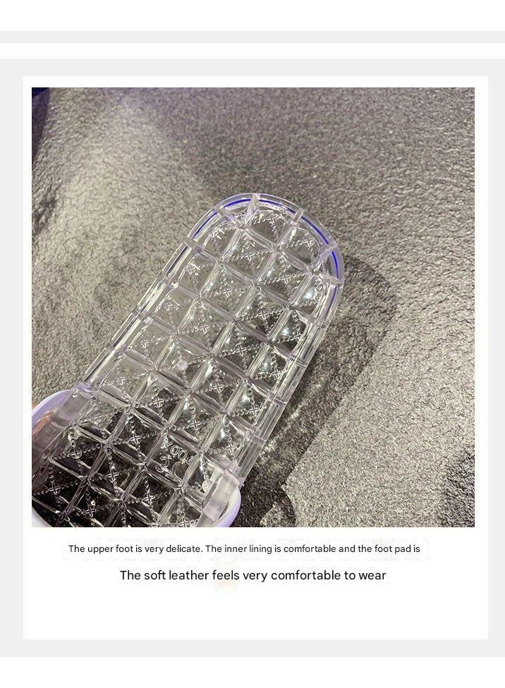 A.M Womens Jelly Shoes Casual Clear Flats Slip On Summer Beach Slippers Transparent Open Toe Waterproof Slide - Image 4