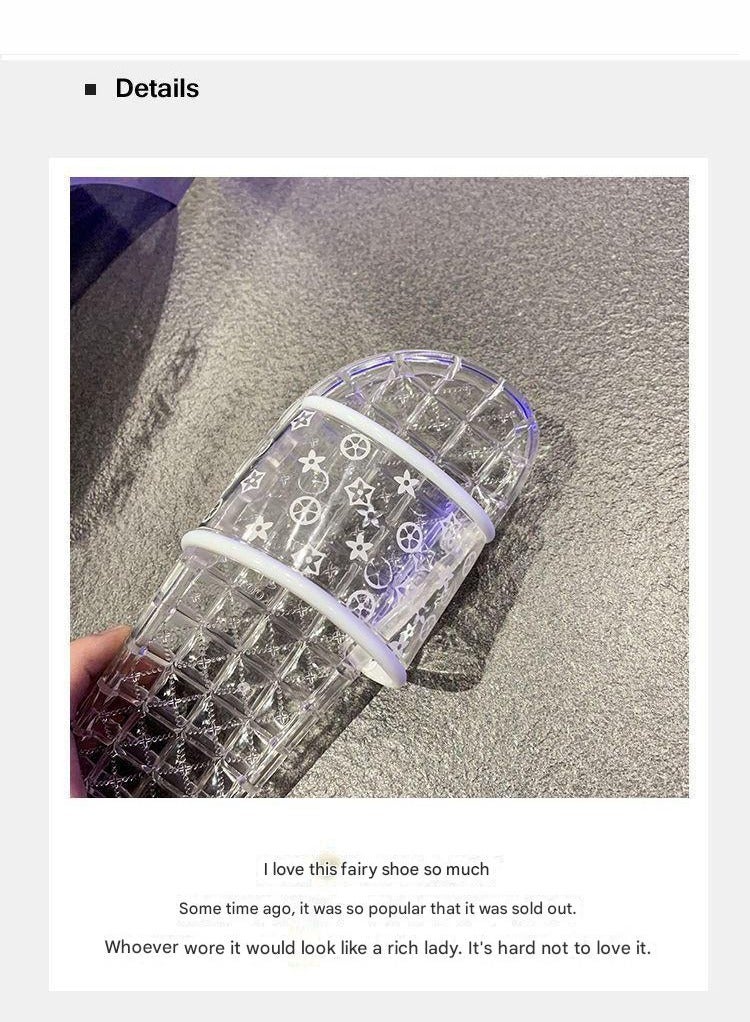 A.M Womens Jelly Shoes Casual Clear Flats Slip On Summer Beach Slippers Transparent Open Toe Waterproof Slide - Image 2