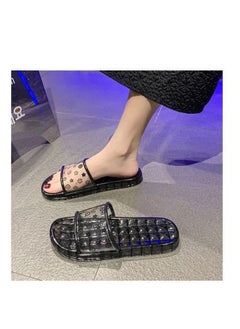 A.M Womens Jelly Shoes Casual Clear Flats Slip On Summer Beach Slippers Transparent Open Toe Waterproof Slide  - Image 1