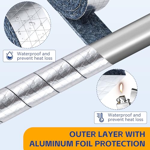 Saillong Pipe Wrap Insulation, 15 Ft Foil Backed & Natural Cotton Outdoor Water Pipe Insulation Wrap, Prevents Freezing & Condensation, Ideal for Hot & Cold Water Pipes, 2'' Wide x 1/2'' Thick - Image 3