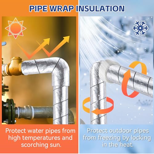 Saillong Pipe Wrap Insulation, 15 Ft Foil Backed & Natural Cotton Outdoor Water Pipe Insulation Wrap, Prevents Freezing & Condensation, Ideal for Hot & Cold Water Pipes, 2'' Wide x 1/2'' Thick - Image 4