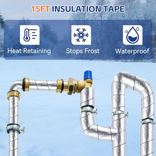 Saillong Pipe Wrap Insulation, 15 Ft Foil Backed & Natural Cotton Outdoor Water Pipe Insulation Wrap, Prevents Freezing & Condensation, Ideal for Hot & Cold Water Pipes, 2'' Wide x 1/2'' Thick - Image 5