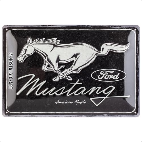 Nostalgic Art NostalgicArt Retro Tin Sign Ford Mustang Horse Logo Gift idea for car accessories fans Metal Plaque Vintage design for decoration 79 x 118 - Image 1