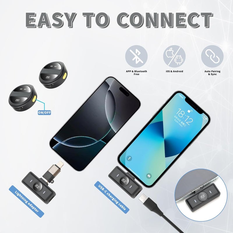Mini Lapel Wireless Lavalier Microphone with Charging Case for iPhone/Android - Image 2