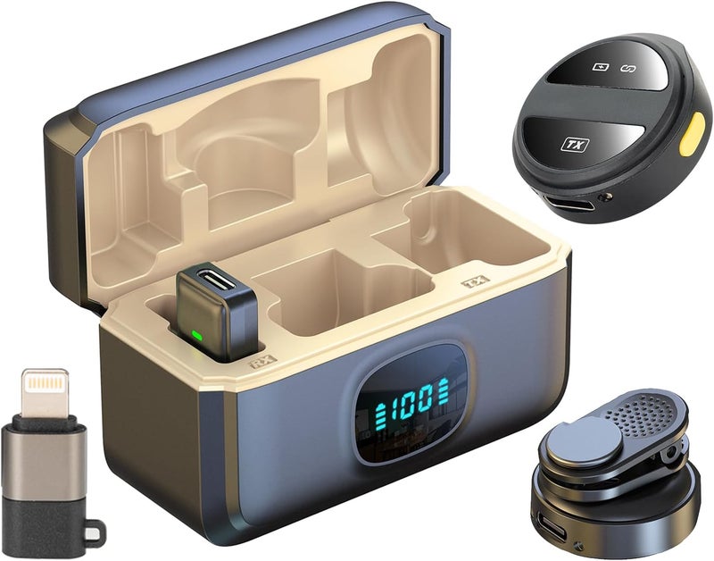 Mini Lapel Wireless Lavalier Microphone with Charging Case for iPhone/Android - Image 1