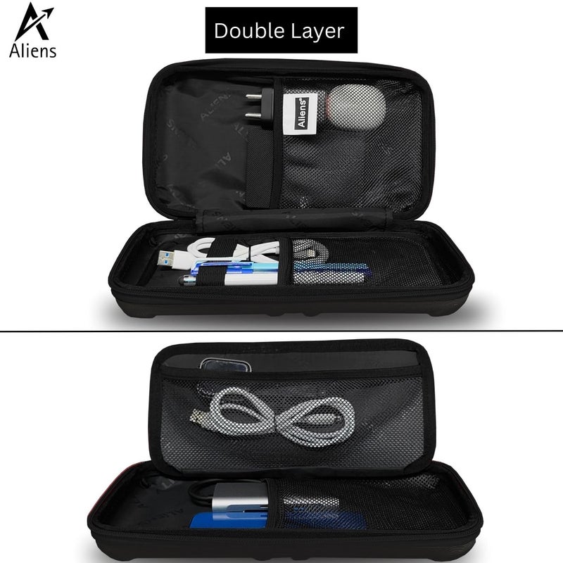 Aliens Large Travel Gadget Organiser Case Bag, Hardshell ABS Material, Shockproof, Water-Resistant Travel Storage Pouch for HDD/SSD, Gadget Organiser, Cable,Charger,Smartphone,airpods,Power Bank-Grey - Image 3