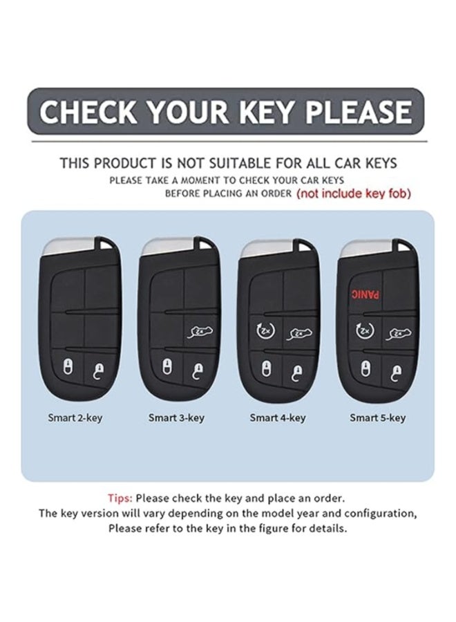7Cylinder Zinc Alloy Durable Key Fob Cover with Key Chain Compatible with Jeep Grand, Cherokee, Wrangler, Compass Cherokee, Renegade, Patriot, Grand Comander - Metallic Grey, 5 Buttons. - Image 3