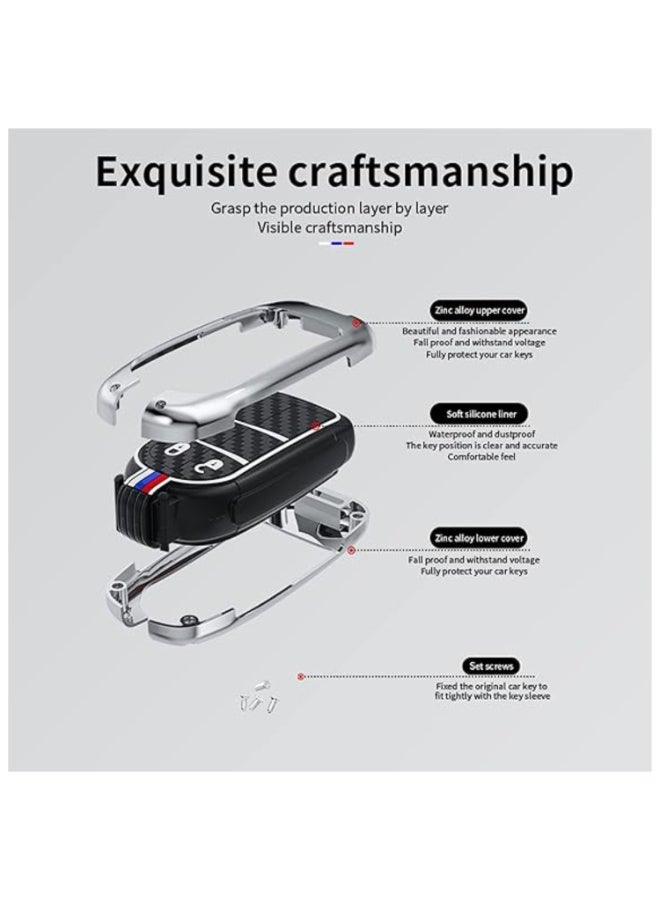 7Cylinder Zinc Alloy Durable Key Fob Cover with Key Chain Compatible with Jeep Grand, Cherokee, Wrangler, Compass Cherokee, Renegade, Patriot, Grand Comander - Metallic Grey, 5 Buttons. - Image 4