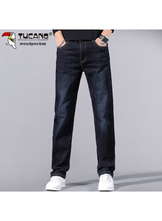 Tucano Tucano Men's Loose Straight-leg Jeans, Spring And Summer Trendy Business Casual Pants, Versatile Long Trousers, Blue-black, Size 36 - Image 2
