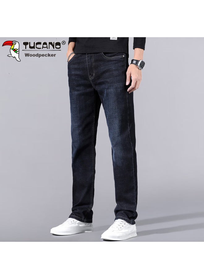 Tucano Tucano Men's Loose Straight-leg Jeans, Spring And Summer Trendy Business Casual Pants, Versatile Long Trousers, Blue-black, Size 36 - Image 3