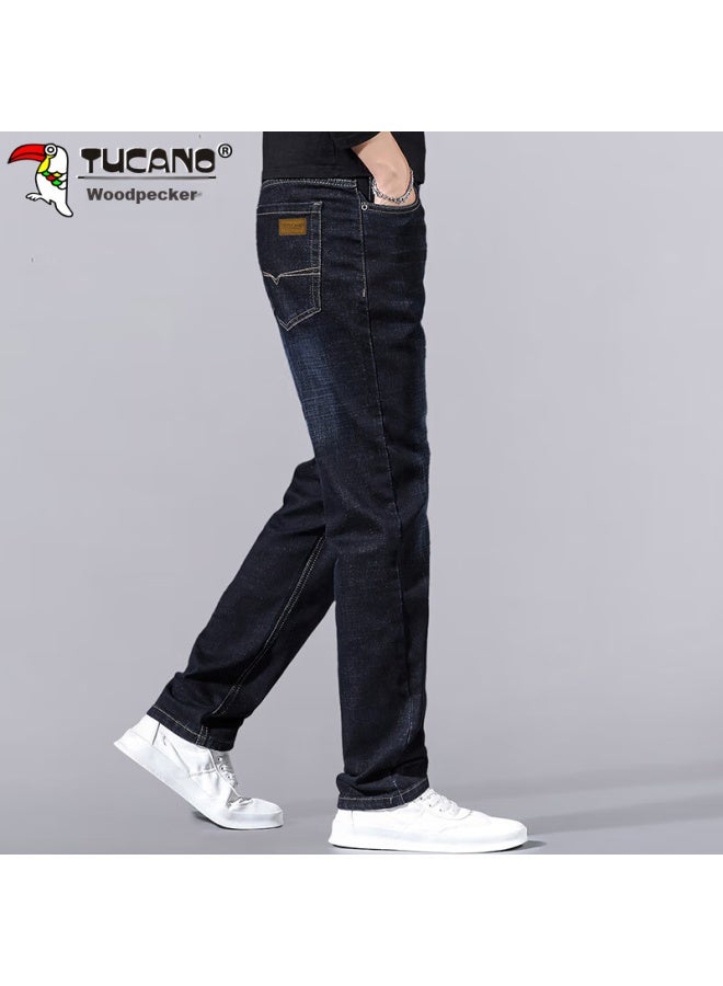 Tucano Tucano Men's Loose Straight-leg Jeans, Spring And Summer Trendy Business Casual Pants, Versatile Long Trousers, Blue-black, Size 36 - Image 4