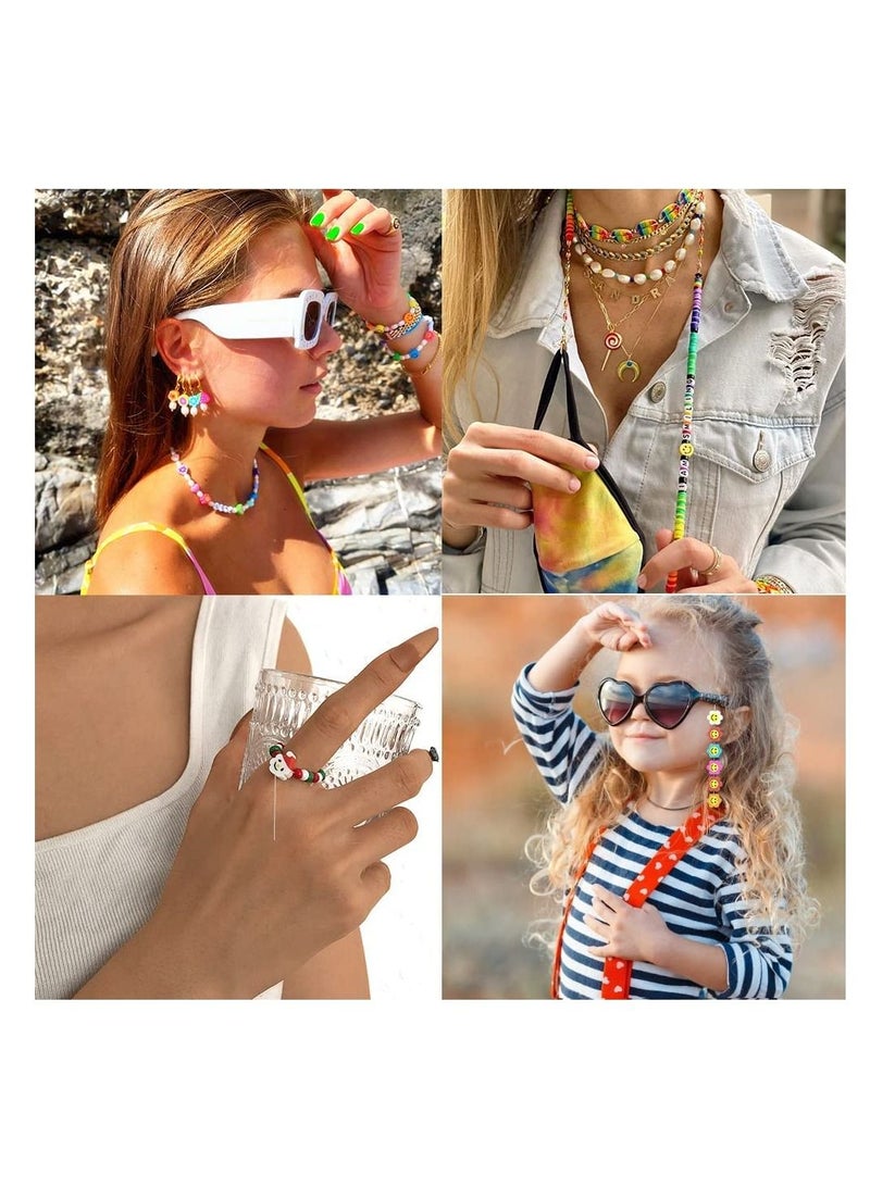 SYOSI 480PCS Fruit Flower Polymer Clay Beads 24 Style Cute Smiley Heart Mushroom Clay Beads Charms for Jewelry Necklace Earring Making DIY Bracelet Making Kit Accessories for Women Girls - Image 3