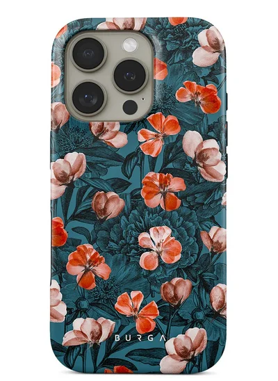 BURGA iPhone 16 Pro Max Case, 2 Piece Hard Shell + TPU Interior, Shock Absorption, All Port Accessible, Raised Bezel For Screen & Camera Protection, Never Fading HQ Print, No Rain No flower