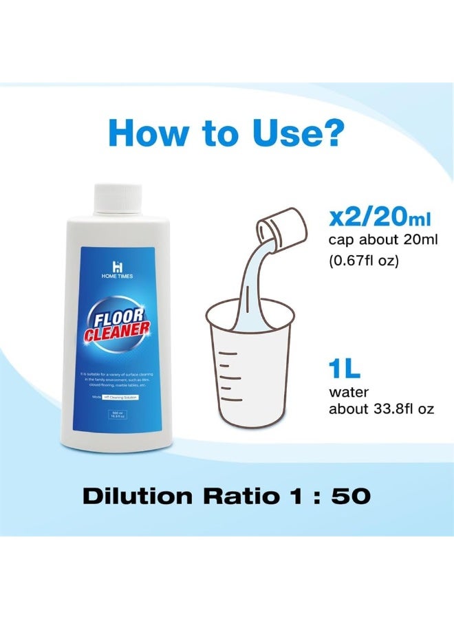 Home Times منظف مركز لتنظيف الأرضيات بواسطة الروبوتات، 500 مل متوافق مع روبوروك، تينيكو، آي فلوور، وغيرها - مناسب للأسطح الخشبية ومتعددة الأسطح - غير سمي، خالي من بقايا - Image 2