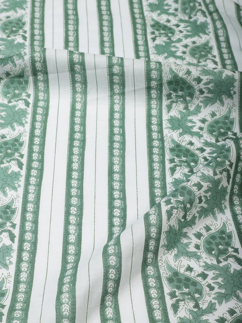 AKS Sage Green Floral Block Print Fabric